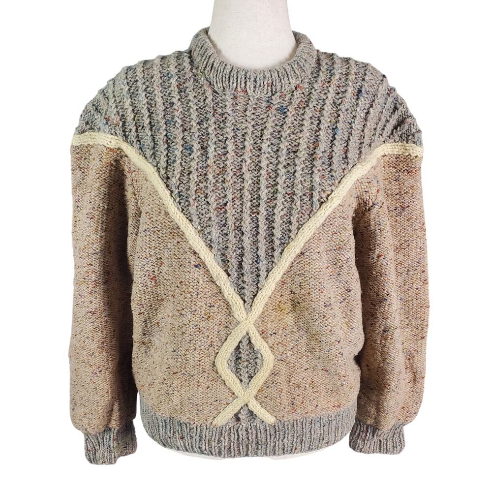Hand Knit Eclectic Grandpa Chunky Cable Knit Sweater Cabincore Cottagecore Cozy